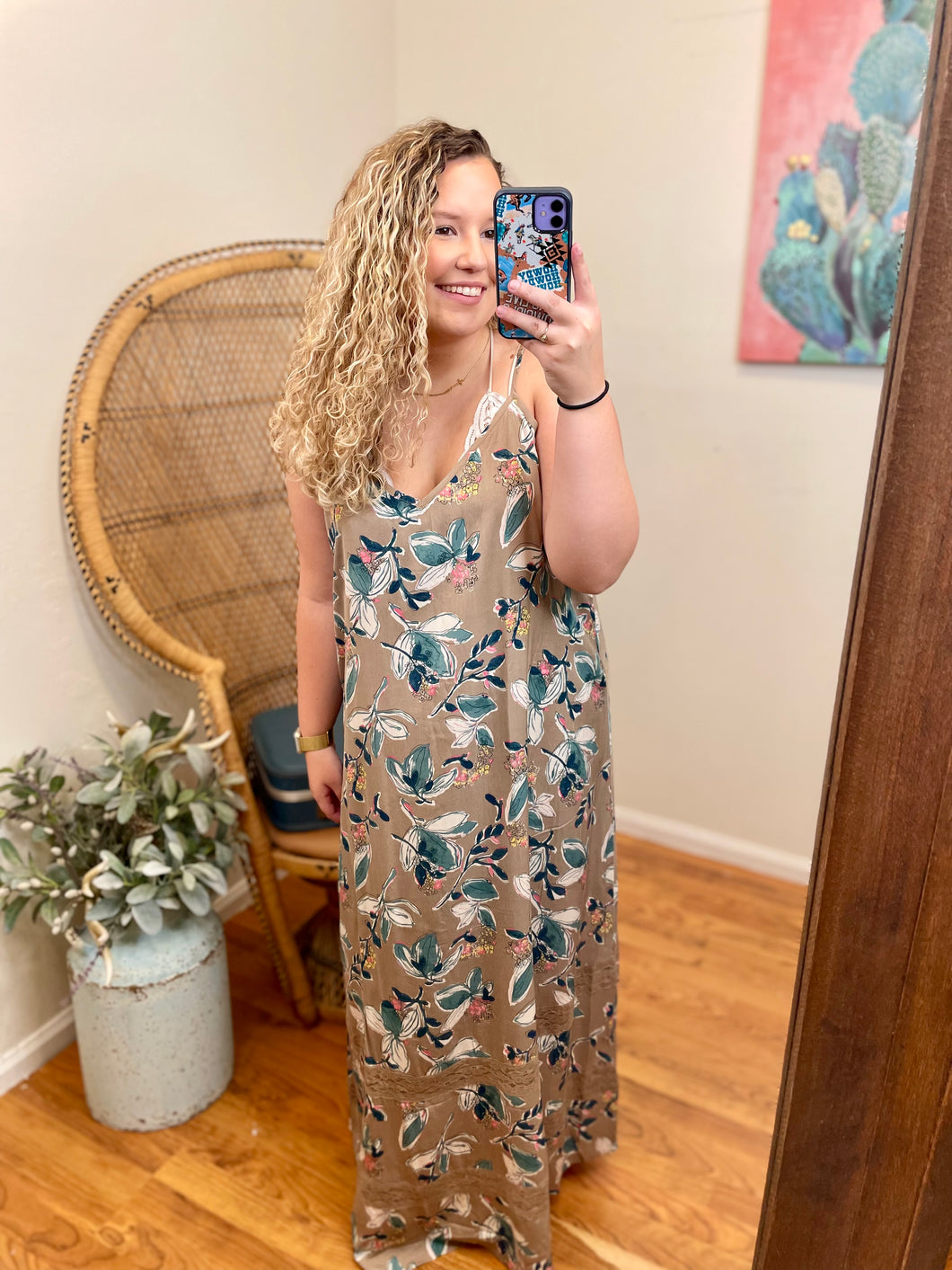 Taupe Floral Maxi