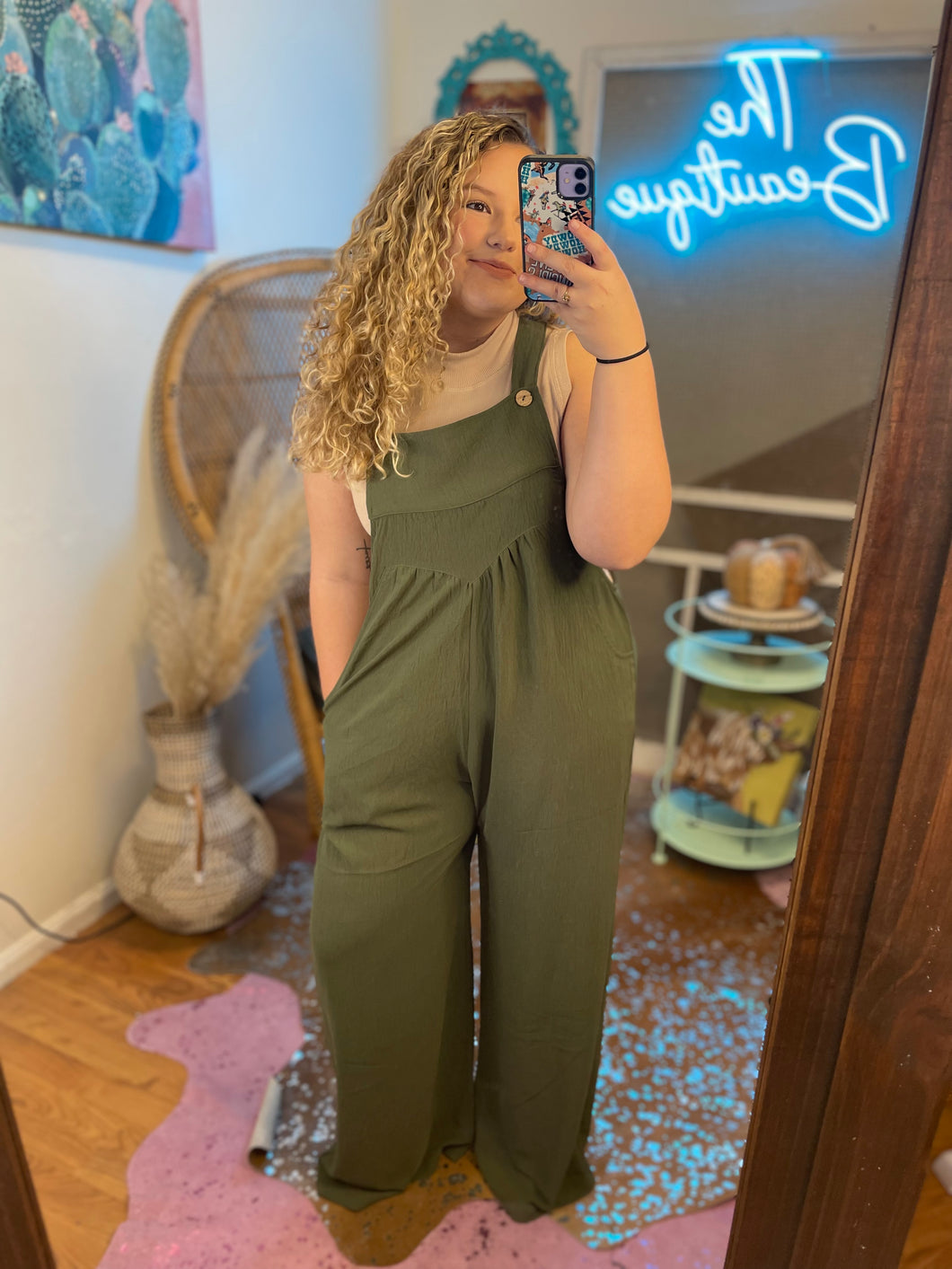 Comfort Me Jumpsuit-Olive