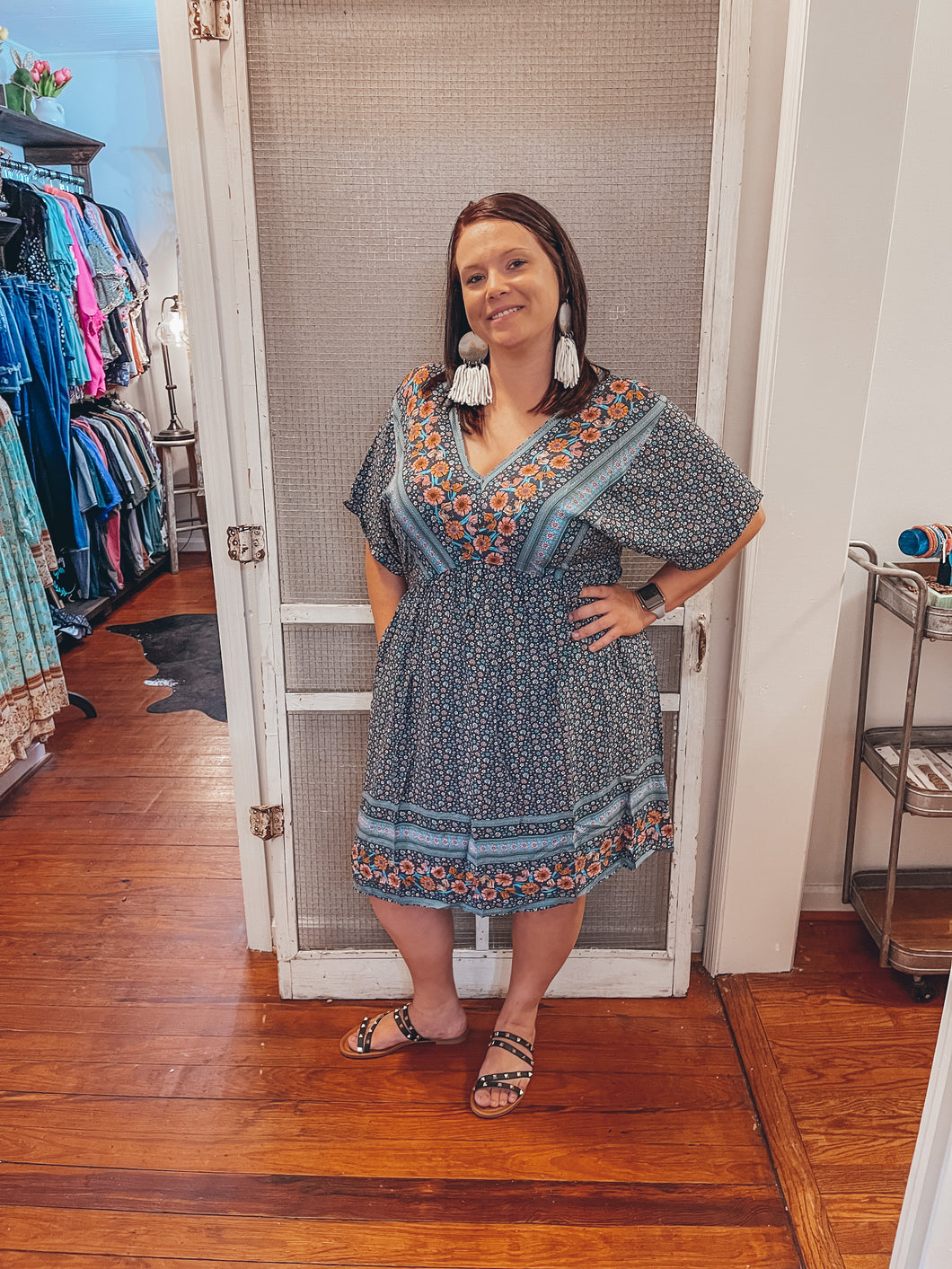 Curvy Blues and Floral Dress