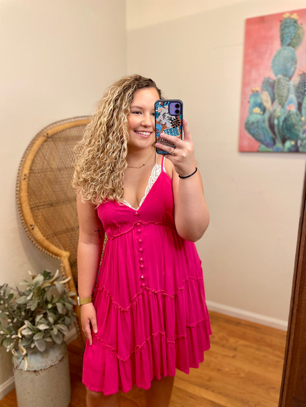 Fuchsia Babydoll Dress