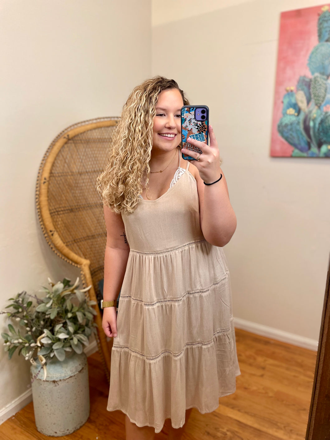 Taupe Tiered Dress