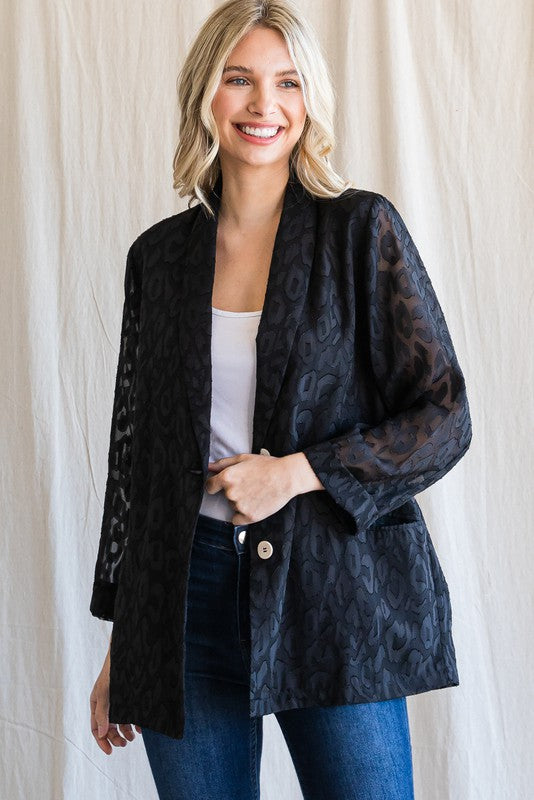 Black Leopard Blazer