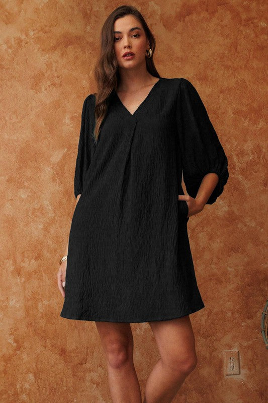 Black Puff Sleeve Dress