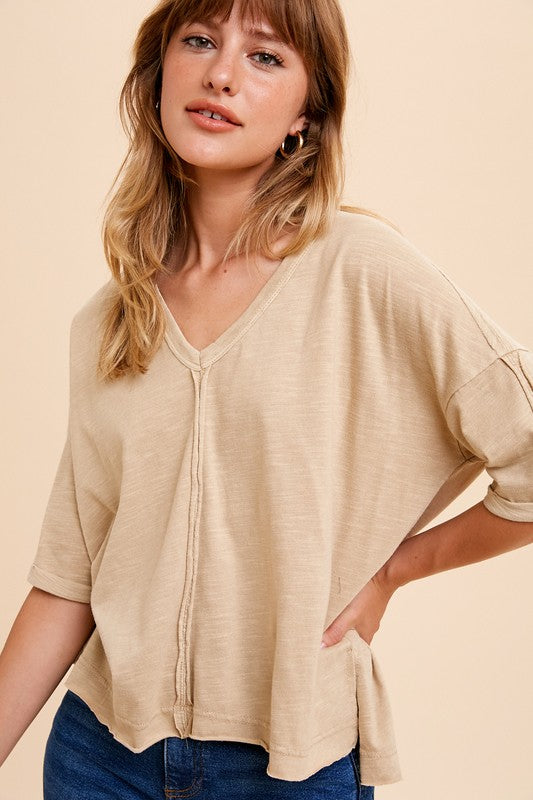 Beige Garment V Neck