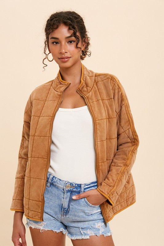 Camel Washed Quilted Jacket