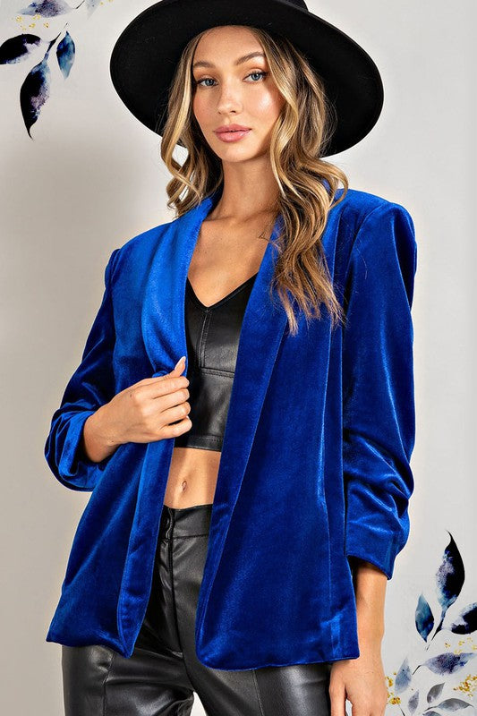 Royal Blue Velvet Blazer