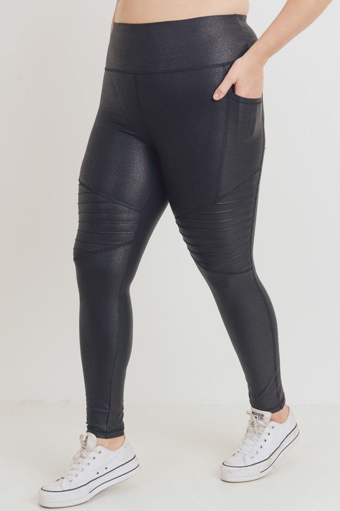 Curvy Foil Moto Leggings