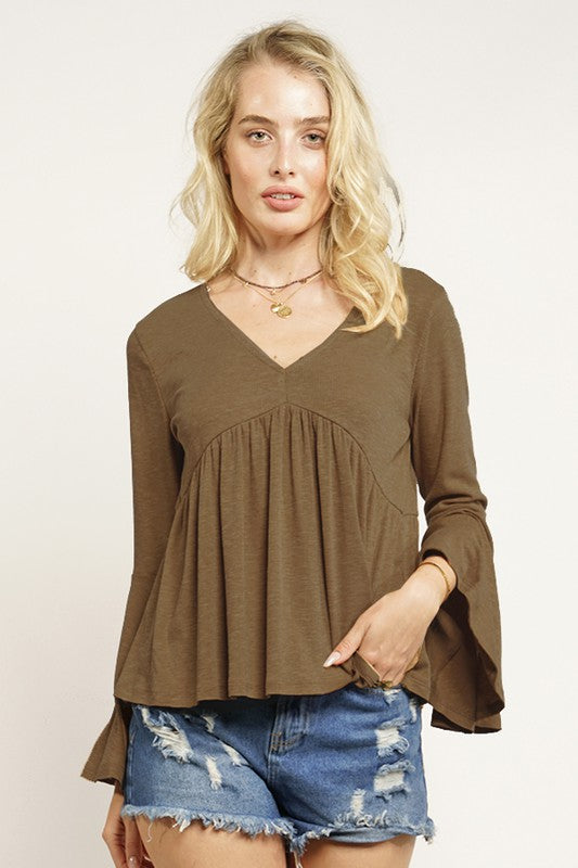 Bell Sleeve Babydoll Top