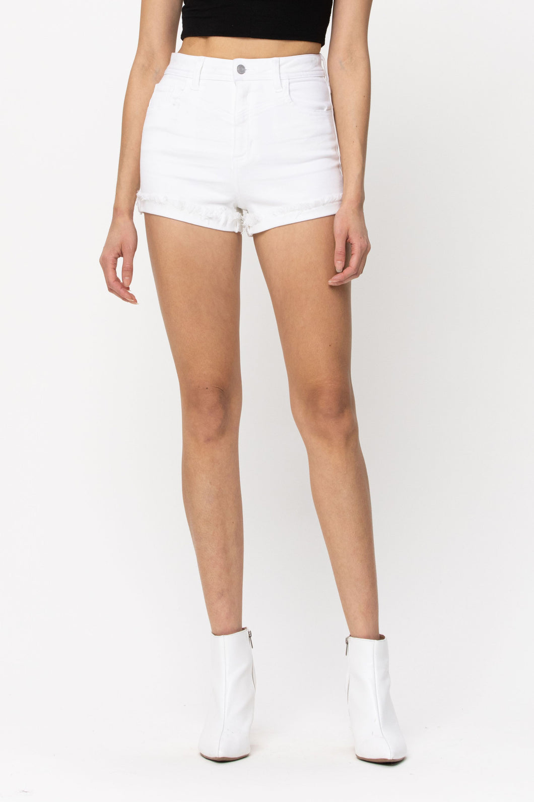 White Single Cuff Mom Short