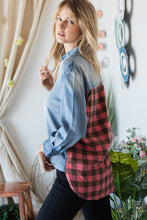 Load image into Gallery viewer, Buffalo Plaid Denim Button Down
