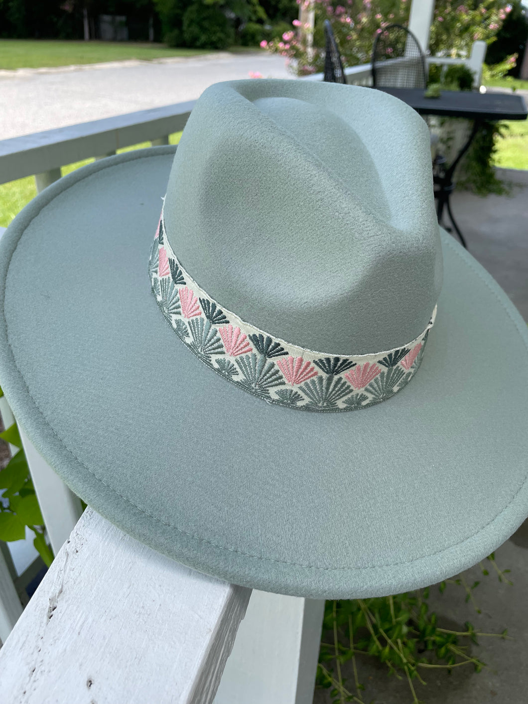 Seafoam Hat with Embroidered Band