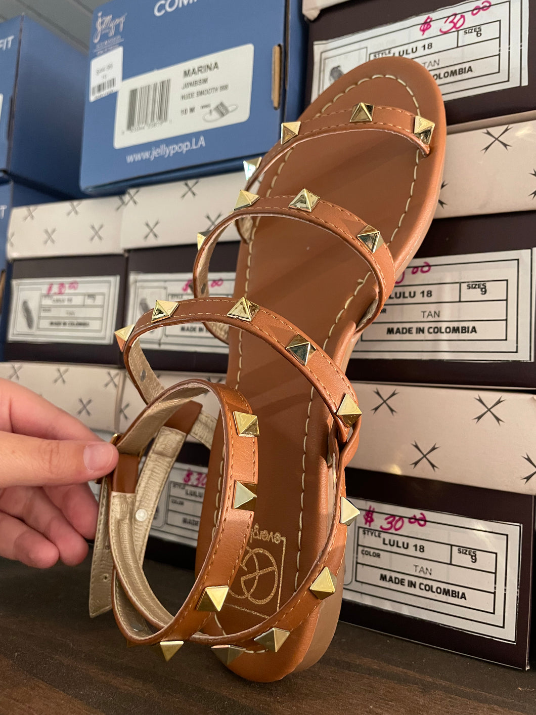 Tan Stud Sandals