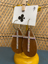 Load image into Gallery viewer, Brown Cross Cowhide Earrings
