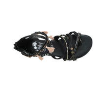 Load image into Gallery viewer, Black Hearted Gypsy Sandals
