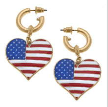 Load image into Gallery viewer, Patriotic Heart Earrings
