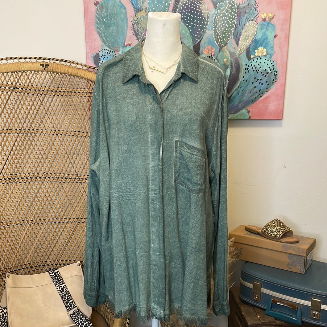 Green Wash Button Up