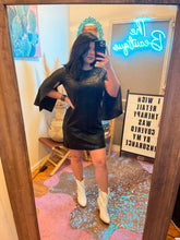 Load image into Gallery viewer, Cape Style Black Leather Dress
