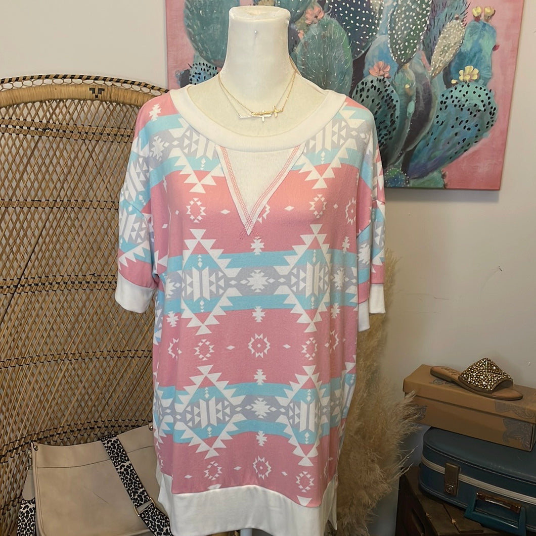 Pastel Aztec Tee