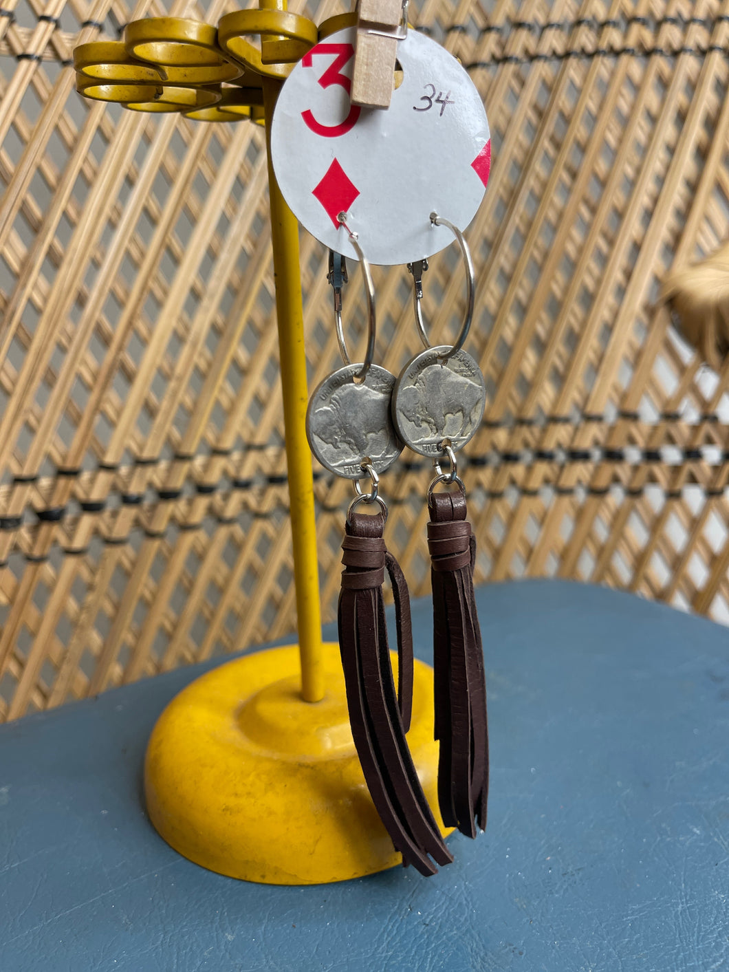 Brown Tassel Coin Earrings