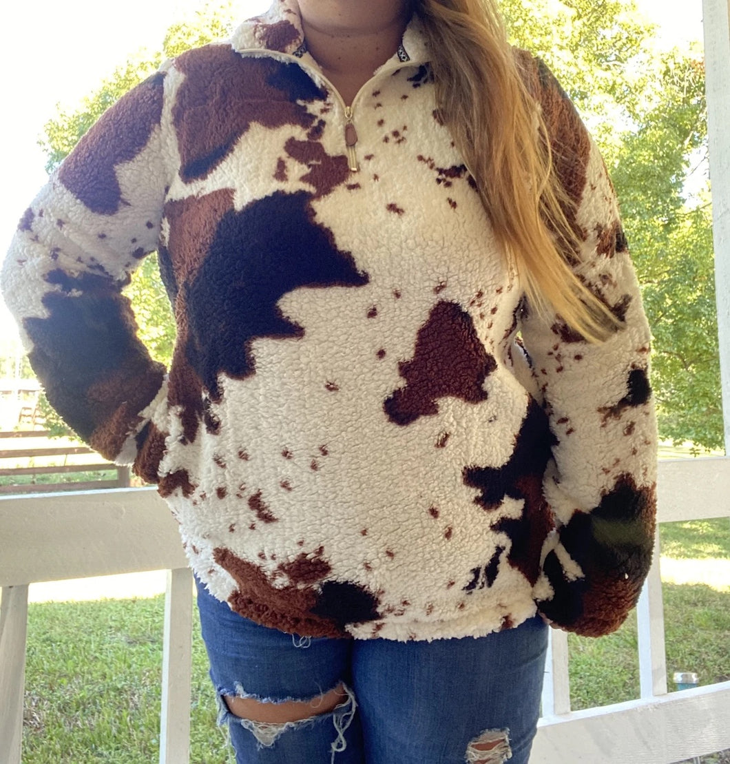 Cow Print Sherpa