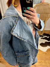 Load image into Gallery viewer, Let’s the good times roll denim jacket
