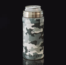 Load image into Gallery viewer, Glitzy Skinny Can Cooler - Snow Camo
