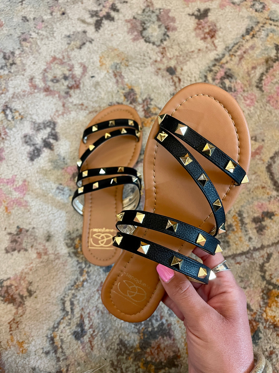 Black Studded Sandals