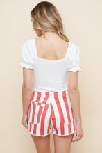 Load image into Gallery viewer, Red Stripes Denim Shorts
